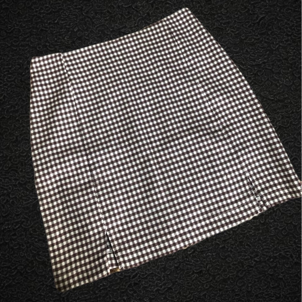 Checkered Skirt, brown, plaid, gingham, rockabilly